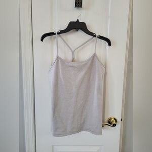 Lululemon Power Y Fitted Tank Top Light Grey Luon Size 12